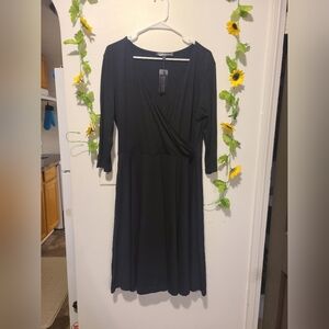 Oxiuly Womens XXL Long Sleeve Black Midi Dress